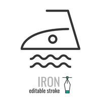 järn linje icon.flatiron symbol.strykning kläder.kläder strykning ånga värme Tryck tecken.vektor grafik illustration eps 10. redigerbar stroke vektor