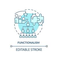 funktionalism mjuk blå begrepp ikon. teori av social stratifiering. social hierarki. team samarbete. runda form linje illustration. abstrakt aning. grafisk design. lätt till använda sig av vektor