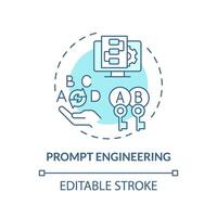 prompt teknik mjuk blå begrepp ikon. artificiell intelligens användbarhet. förutbildade virtuell assistenter. runda form linje illustration. abstrakt aning. grafisk design. lätt till använda sig av vektor