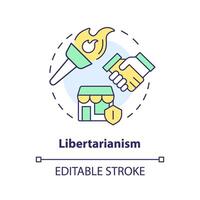 Libertarismus Ideologie multi Farbe Konzept Symbol. Individuell Freiheit Rechte, Autonomie. wirtschaftlich Wohlstand, kostenlos Markt. runden gestalten Linie Illustration. abstrakt Idee. Grafik Design. einfach zu verwenden vektor