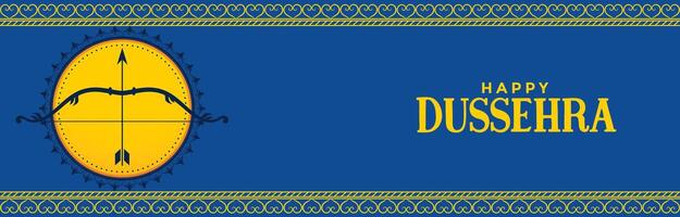 glücklich Dussehra Festival Blau Banner mit Bogen und Pfeil Vektor