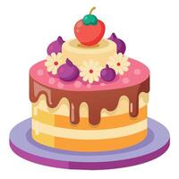 skön färgrik bild av en födelsedag kaka. kaka med ljus på den vektor