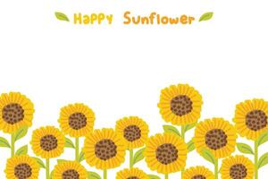 solros tecknad serie hand dragen på vit bakgrund.vår tid.blommande.naturbild för kort, affisch, decoration.kawaii.vector.illustration. vektor
