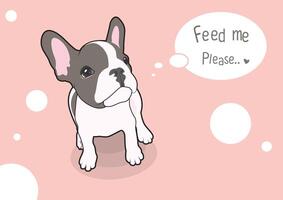 süß Französisch Bulldogge suchen zum etwas Essen vektor