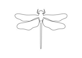 kontinuierlich einer Linie Zeichnung von süß Libelle Vektor Illustration. Profi Vektor