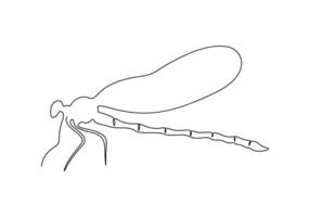 kontinuierlich einer Linie Zeichnung von süß Libelle Vektor Illustration. Profi Vektor