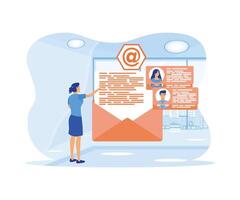 e-post och meddelanden, e-post marknadsföring kampanj, arbetar bearbeta, ny e-post meddelande. platt vektor modern illustration
