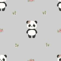 söt pandor sömlös mönster. bebis tapet .grå kärlek Björn bakgrund vektor