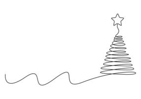 Weihnachten Baum kontinuierlich einer Linie Zeichnung Vektor Illustration. isoliert auf Weiß Hintergrund Vektor Illustration
