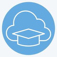 Symbol Wolke Bildung. verbunden zu Lernen Symbol. Blau Augen Stil. einfach Design Illustration vektor