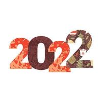 2022 färgglada texturerade nummer. gott nytt år designillustration för affisch, banderoll, kalenderkort, omslag, broschyr, biljett vektor