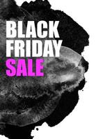 Vektor-Illustration von Black Friday Sale Banner mit Aquarellfleck auf weißem Hintergrund. Inschrift-Design-Vorlage. vektor