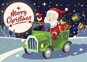 Der Weihnachtsmann fährt einen LKW voller Weihnachtsgeschenke