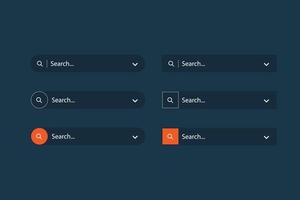 Suchleiste für Benutzeroberfläche, Design und Website. Suchadresse und Navigationsleistensymbol. Sammlung von Suchformularvorlagen für Websites vektor