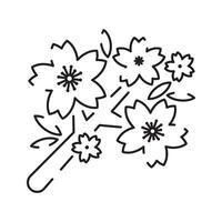 Sakura Linie Symbol. linear japanisch Kirsche blühen Symbole isoliert auf ein Weiß Hintergrund. Frühling Vektor Illustration.