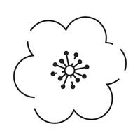 Sakura Linie Symbol. linear japanisch Kirsche blühen Symbole isoliert auf ein Weiß Hintergrund. Frühling Vektor Illustration.