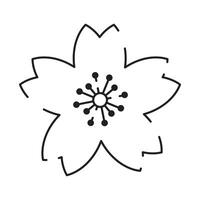 Sakura Linie Symbol. linear japanisch Kirsche blühen Symbole isoliert auf ein Weiß Hintergrund. Frühling Vektor Illustration.