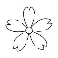 Sakura Linie Symbol. linear japanisch Kirsche blühen Symbole isoliert auf ein Weiß Hintergrund. Frühling Vektor Illustration.