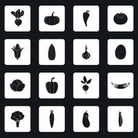 vegetabiliska ikoner set, enkel stil vektor