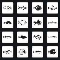 Fischsymbole im einfachen Stil gesetzt vektor