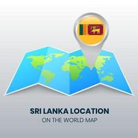 platsikon för sri lanka på världskartan, rundstiftsikon för sri lanka vektor