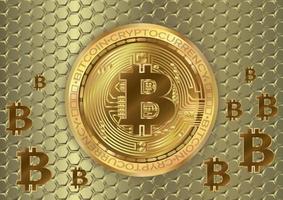 Kryptowährungsmünze Bitcoin Goldhintergrund vektor