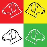 Schaf Vektor Symbol, geradlinig Stil Symbol, von Tier Kopf Symbole Sammlung, isoliert auf Rot, Gelb, Weiß und Grün Hintergrund.