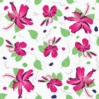 tahitian subtropisch wiederholtes hibiscus rosa sinensis-motivmuster für komplette wohninnendekoration, textilien und toggery. vektor