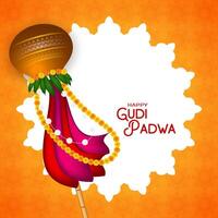 skön Lycklig Gudi Padwa kulturell indisk festival firande kort vektor