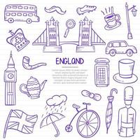 England-Land oder London-Gekritzelhand gezeichnet mit Umrissstil auf Papierbücherlinie vektor