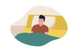 ein krank Mann im Bett Illustration vektor