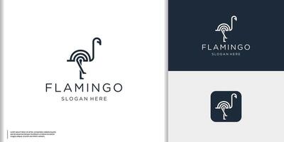 minimalistisch geometrisch Flamingo Linie Kunst Stil Logo Design Konzept. vektor
