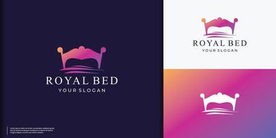Prämie Bett königlich Logo, Luxus Design Logo Bett zum Geschäft von Unternehmen. vektor