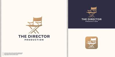 Direktor Film Stuhl Vektor Illustration. Inspiration Stuhl golden Farbe Branding.