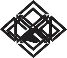 Quantum Konturen glatt Emblem präsentieren abstrakt geometrisch Formen im Vektor abstrakt Eleganz schwarz Symbol mit Vektor Logo und dynamisch geometrisch Designs