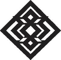 flüchtig Linien abstrakt schwarz Logo Design mit Vektor geometrisch Elemente astral Symmetrie Vektor Logo mit glatt schwarz abstrakt geometrisch Muster