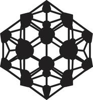 dynamisk perspektiv svartvit emblem av abstrakt geometrisk former i vektor abstrakt gåta svart ikon terar vektor logotyp med mystiker geometrisk element