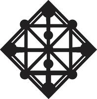 Mystiker Geometrie monochromatisch Emblem mit abstrakt schwarz geometrisch Design im Vektor flüchtig Linien abstrakt schwarz Logo Design mit Vektor geometrisch Elemente