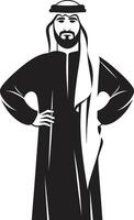 sartorial Adel elegant Vektor Logo von ein Arabisch Mann im einfarbig arabisch Erbe schwarz Emblem mit Vektor Logo Design von ausgezeichnet Arabisch Mann