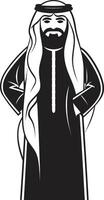 Arabisch Wesen glatt Symbol mit Arabisch Mann im Vektor Logo Design majestätisch Eleganz schwarz Vektor Logo mit elegant Arabisch Mann Design