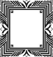 chic arv svart emblem med konst deco ram i svartvit symmetri raffinerad elegant vektor logotyp av konst deco ram