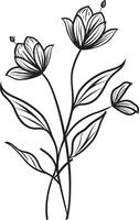 blommig elegans svart vektor logotyp design med botanisk blooms elegant kronblad enfärgad ikon visa upp botanisk blommig design
