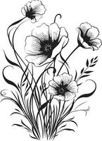 Blumen- Eleganz schwarz Vektor Logo Design mit botanisch blüht Gelassenheit im schwarz glatt Symbol mit botanisch Blumen- Design