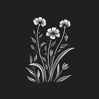 Blumen- Eleganz schwarz Vektor Logo Design mit botanisch blüht glatt Blütenblätter monochromatisch Symbol präsentieren botanisch Blumen- Design