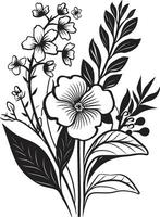 flüstert von Natur schwarz Symbol mit Vektor Logo von botanisch blüht verzaubert blüht elegant schwarz Vektor Logo Design mit Blumen