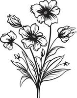 botanisch Schönheit einfarbig Emblem mit elegant Blumen- Design flüstert von Natur schwarz Symbol mit Vektor Logo von botanisch blüht