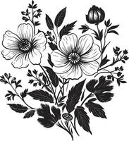 flüstert von Natur Vektor Logo Design mit schwarz botanisch Blumen Blumen- Eleganz schwarz Vektor Logo Design mit botanisch blüht