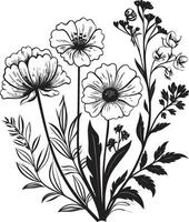 skulpterad kronblad elegant svart ikon illustrerar botanisk design viskar av natur vektor logotyp design med svart botanisk blom