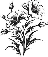 blommig elegans svart vektor logotyp design med botanisk blooms lugn i svart elegant ikon terar botanisk blommig design