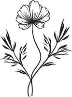 Naturen Harmonie schick Vektor Logo Design mit schwarz Blumen- Elemente botanisch Schönheit einfarbig Emblem illustrieren schwarz Blumen- Design